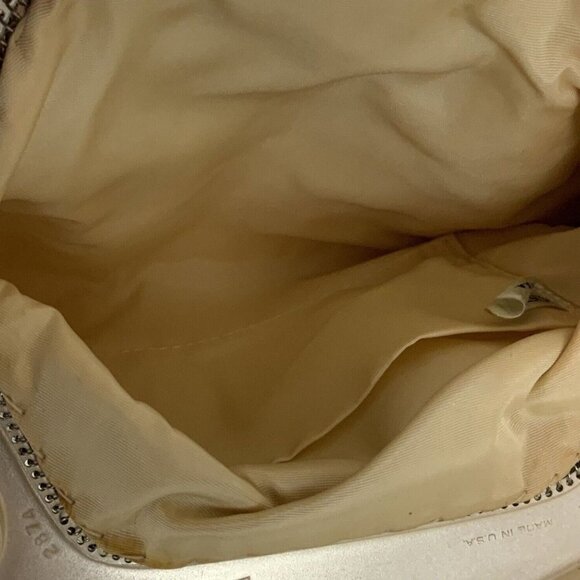 Whiting and Davis Mesh Evening Bag With Mirror Shiny Silver 2874 Vtg 50s USA - Picture 7 of 12